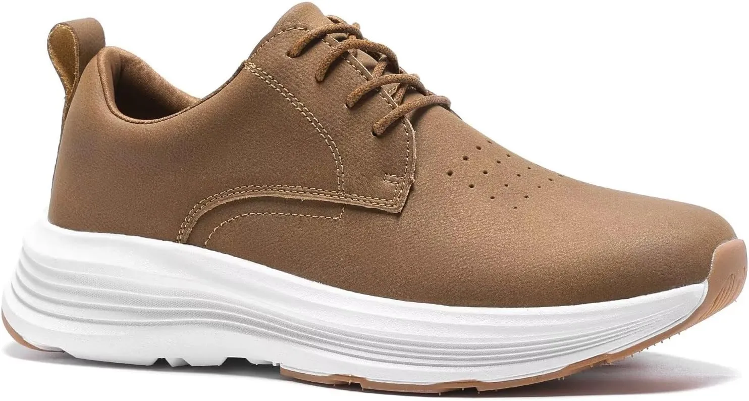 Men's Orthopedic Leather Dress Shoes: Casual Arch Support Plantar Fasciitis Orthotic Walking Business Oxford, Comfortable High Arch Golf Tennis Work Sneakers for Foot Heel Pain Relief
