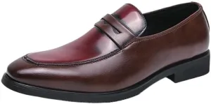 Men's Oxford Shoes Slip On Round Toe Crocodile Print Cowhide Non-Slip Anti-Slip Block Heel Outdoor Shoes for Casual & Formal Wear