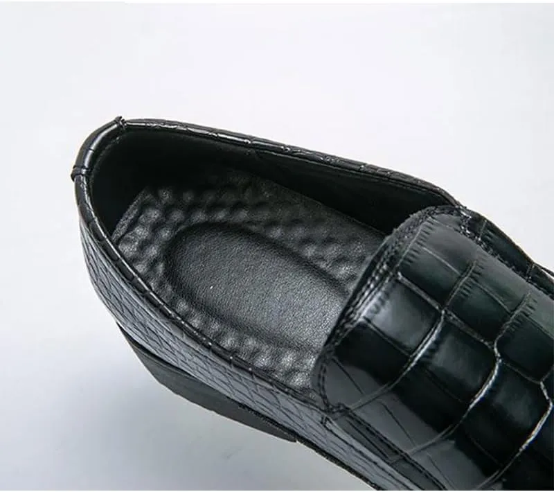 Men's Oxfords Shoes Hand-Stitching Softsole Driving Loafers Shoes Non-Slip Block Heel Formal Shoes for Men(D,12)
