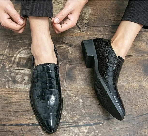 Men's Oxfords Shoes Hand-Stitching Softsole Driving Loafers Shoes Non-Slip Block Heel Formal Shoes for Men(D,12)