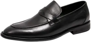 Men's Slip-On Oxford Shoes, Round Toe Crocodile Print Cowhide Leather, Anti-Slip Block Heel, Rubber Sole, Slip-Resistant Outdoor Dress Shoes for Prom