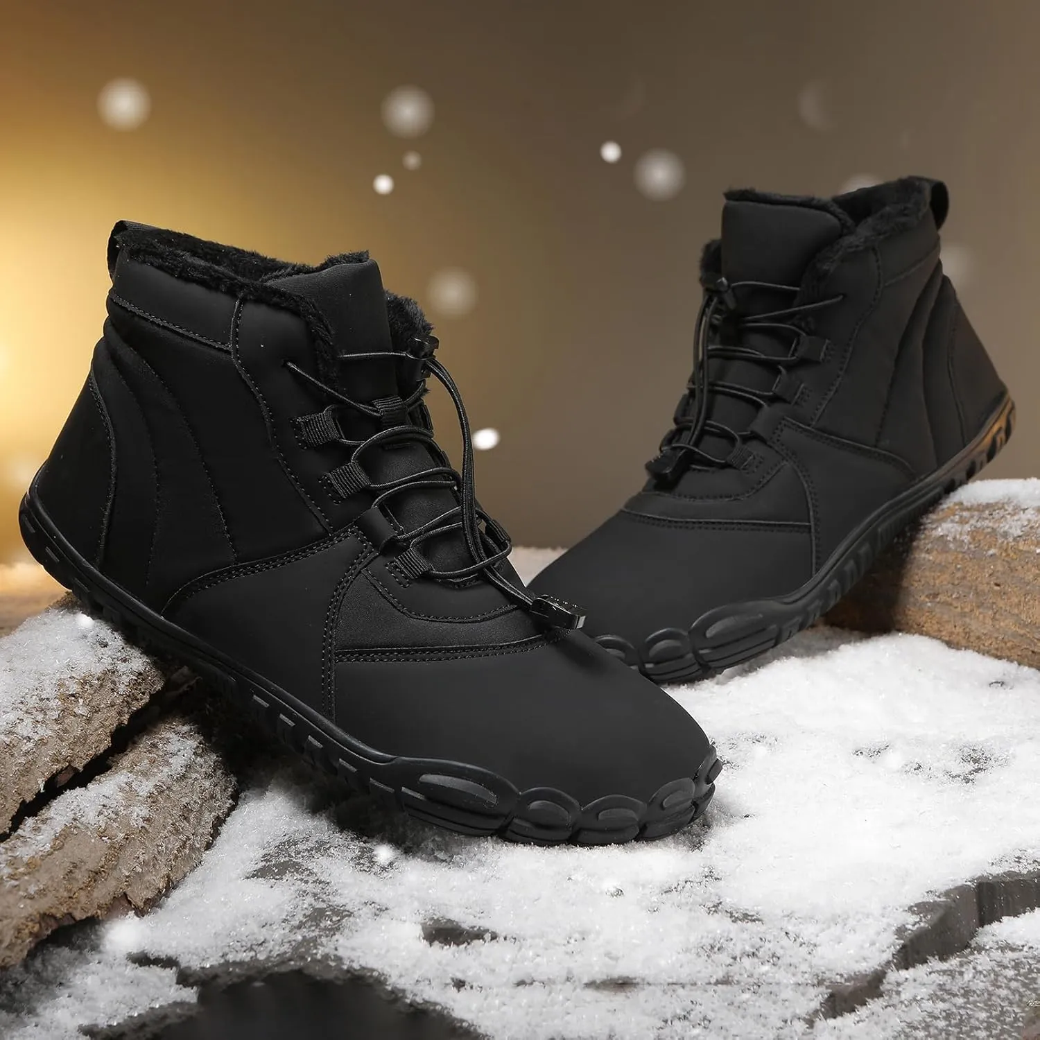 Mens Womens Hike Barefoot Minimalist Shoes Winter Footwear Zero Drop Sole Wide Toe Box Waterproof Hiking Boots Women Warm and comfortable