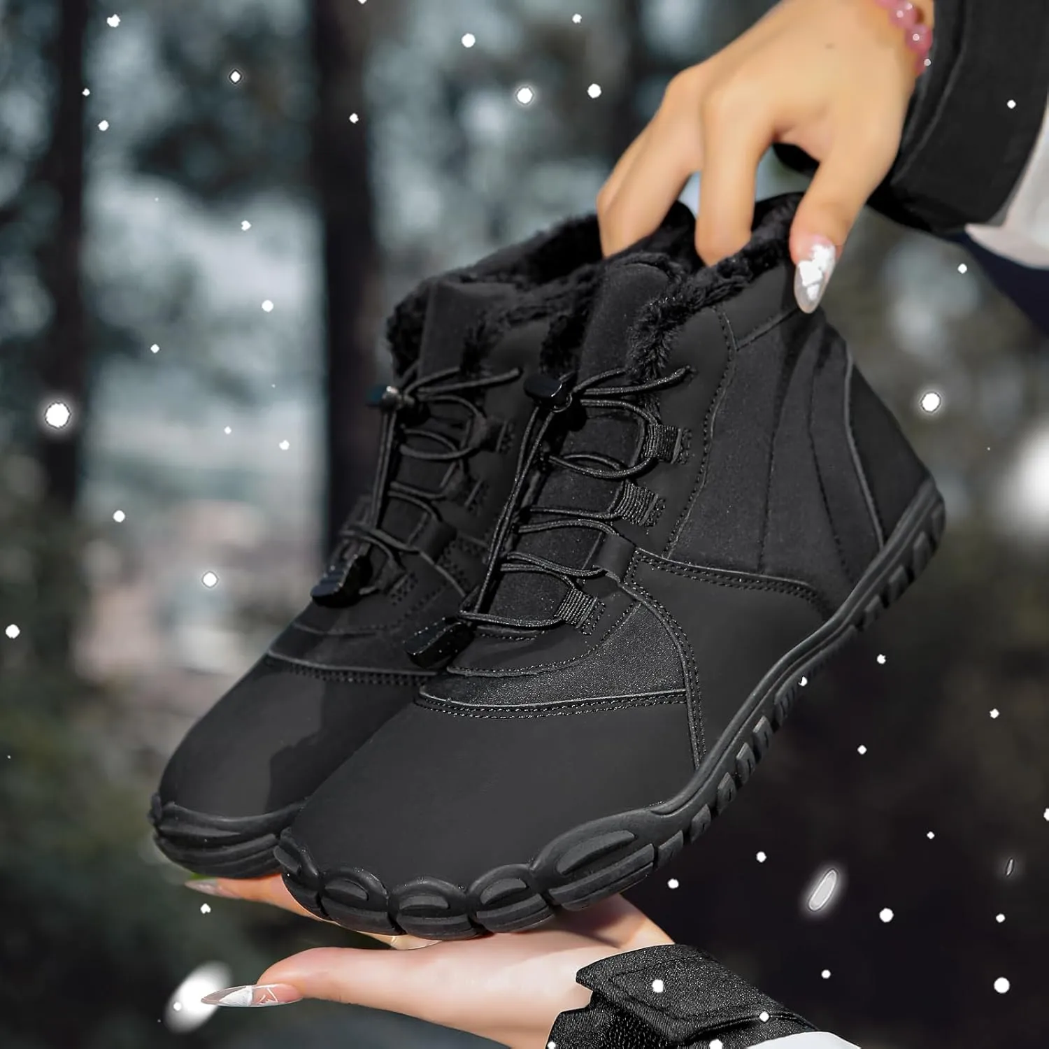 Mens Womens Hike Barefoot Minimalist Shoes Winter Footwear Zero Drop Sole Wide Toe Box Waterproof Hiking Boots Women Warm and comfortable