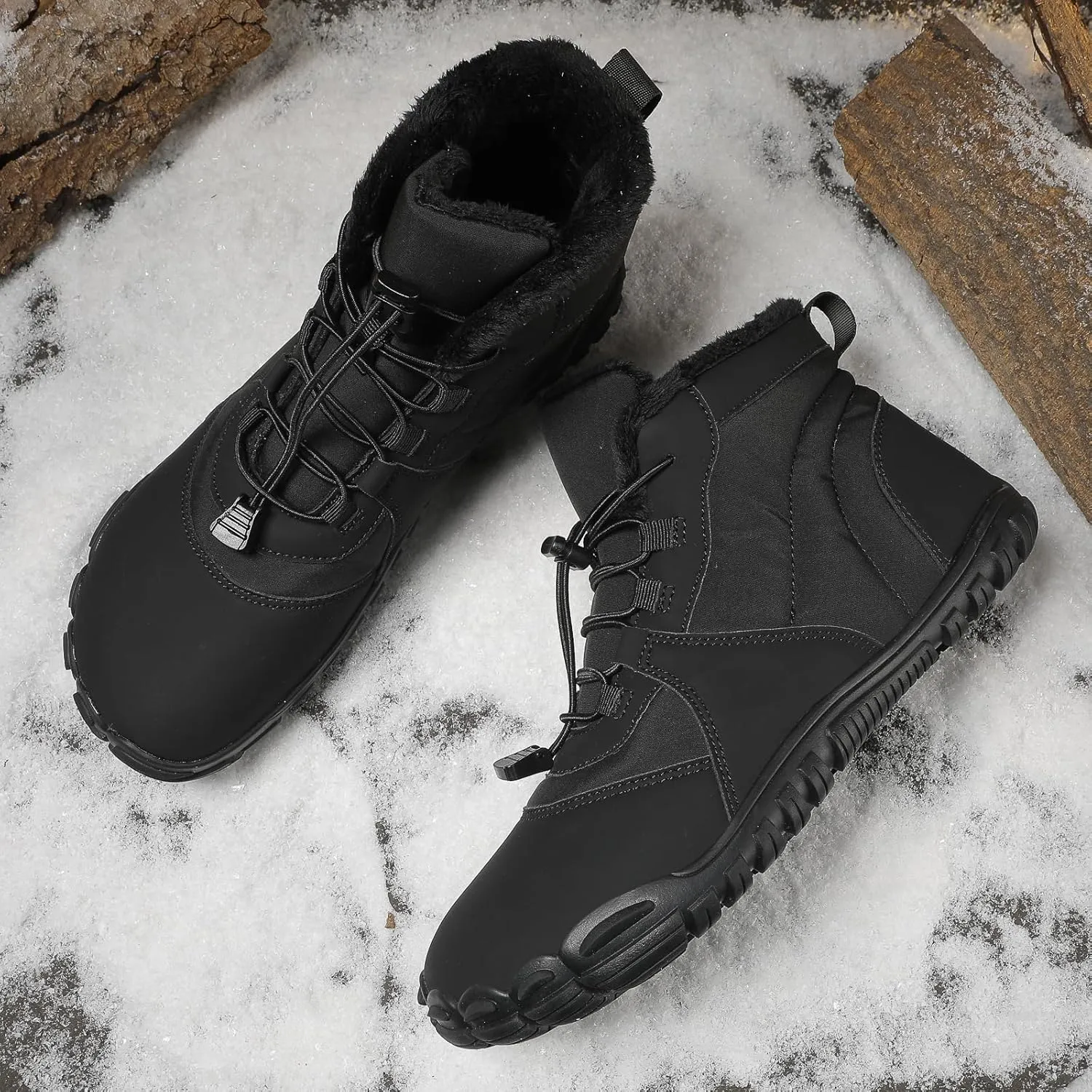 Mens Womens Hike Barefoot Minimalist Shoes Winter Footwear Zero Drop Sole Wide Toe Box Waterproof Hiking Boots Women Warm and comfortable
