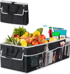 MIU COLOR Trunk Organizer for Car, SUV Trunk Organizer, 12 Pockets, Non-Slip Bottom, Sturdy Oxford Car Organizer for Sedans, Van, Jeep, Grocery, Large 3 Compartments, Black Gray, 32"×13"×10.6"