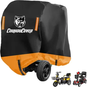 Mobility Scooter Cover, All Weather Outdoor Waterproof Protection Mobility Scooter Accessory for 3 or 4 Wheel Mobility Scooters, Durable with Reflective Stripes (Orange 67" Length)
