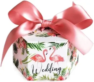 MODADA Gift Bags Hexagon Style Candy Box Wedding Favors Paper Gift Boxes with Ribbon Baby Shower Birthday Gifts Bag Party Favor (Color : G, Size : 50 PCS)