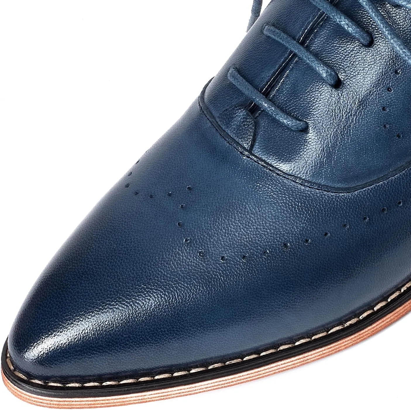 Mona flying Women's Pointed Toe Leather Oxfords Brogue Stylish Lace up Leather Shoes for Work