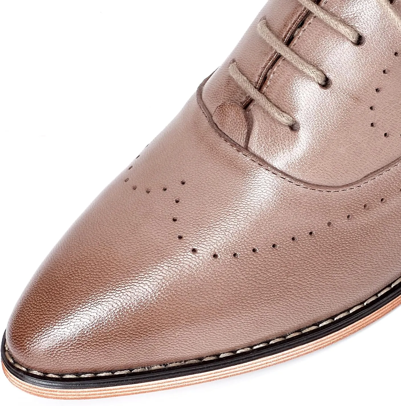 Mona flying Women's Pointed Toe Leather Oxfords Brogue Stylish Lace up Leather Shoes for Work