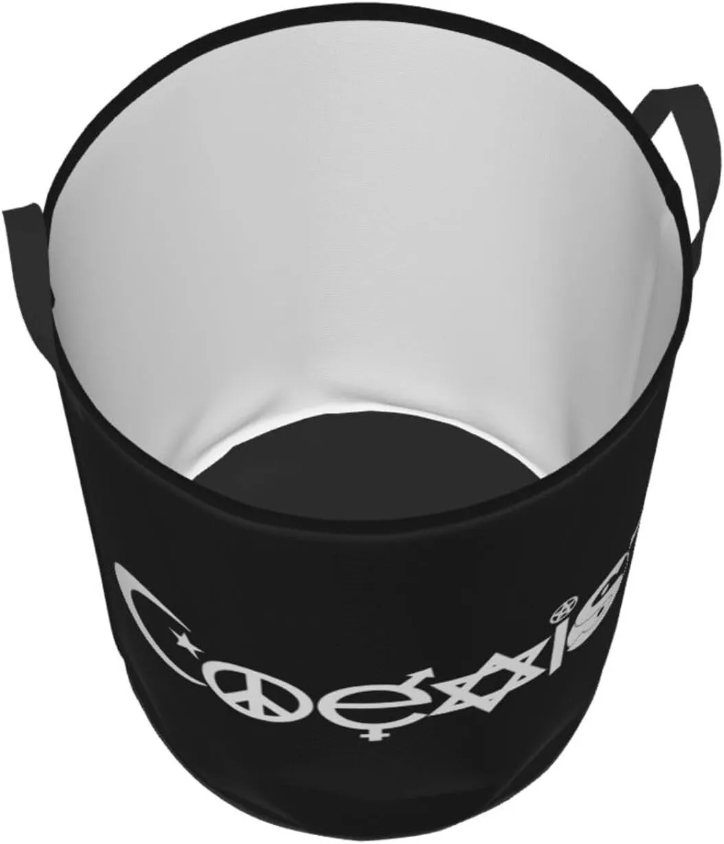 Original Coexist Symbols Dirty clothes laundry basket with handle Medium