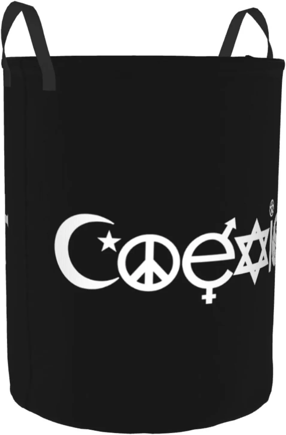 Original Coexist Symbols Dirty clothes laundry basket with handle Medium