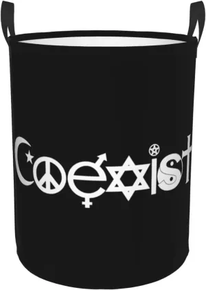 Original Coexist Symbols Dirty clothes laundry basket with handle Medium
