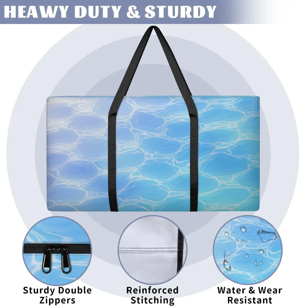 Oversized Moving Bags Geometric Sea Water Waterproof Storage Totes Large Storage Bags for Clothes Packing Bags for Moving Travel & Clothes Storage