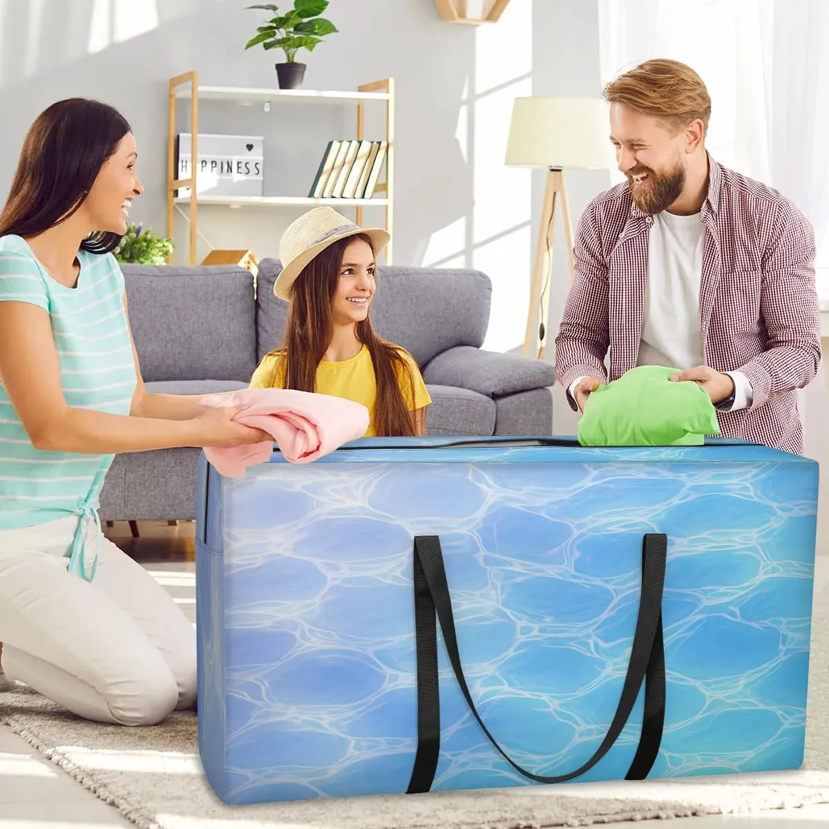 Oversized Moving Bags Geometric Sea Water Waterproof Storage Totes Large Storage Bags for Clothes Packing Bags for Moving Travel & Clothes Storage