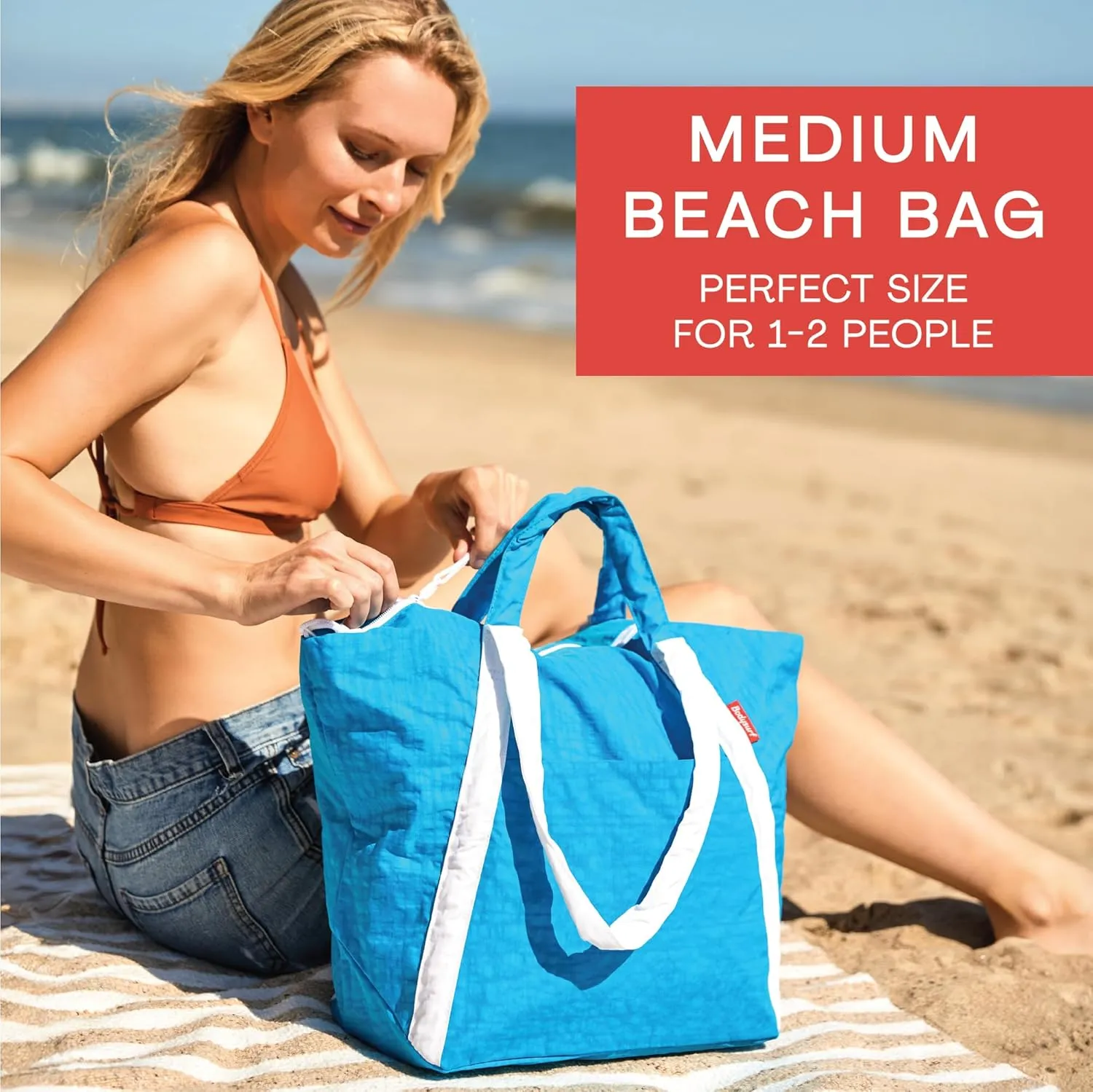 Packable Beach Bag Waterproof Sandproof - Lightweight & Foldable Travel Tote for Summer, Pool, Boat, Vacation, Gym