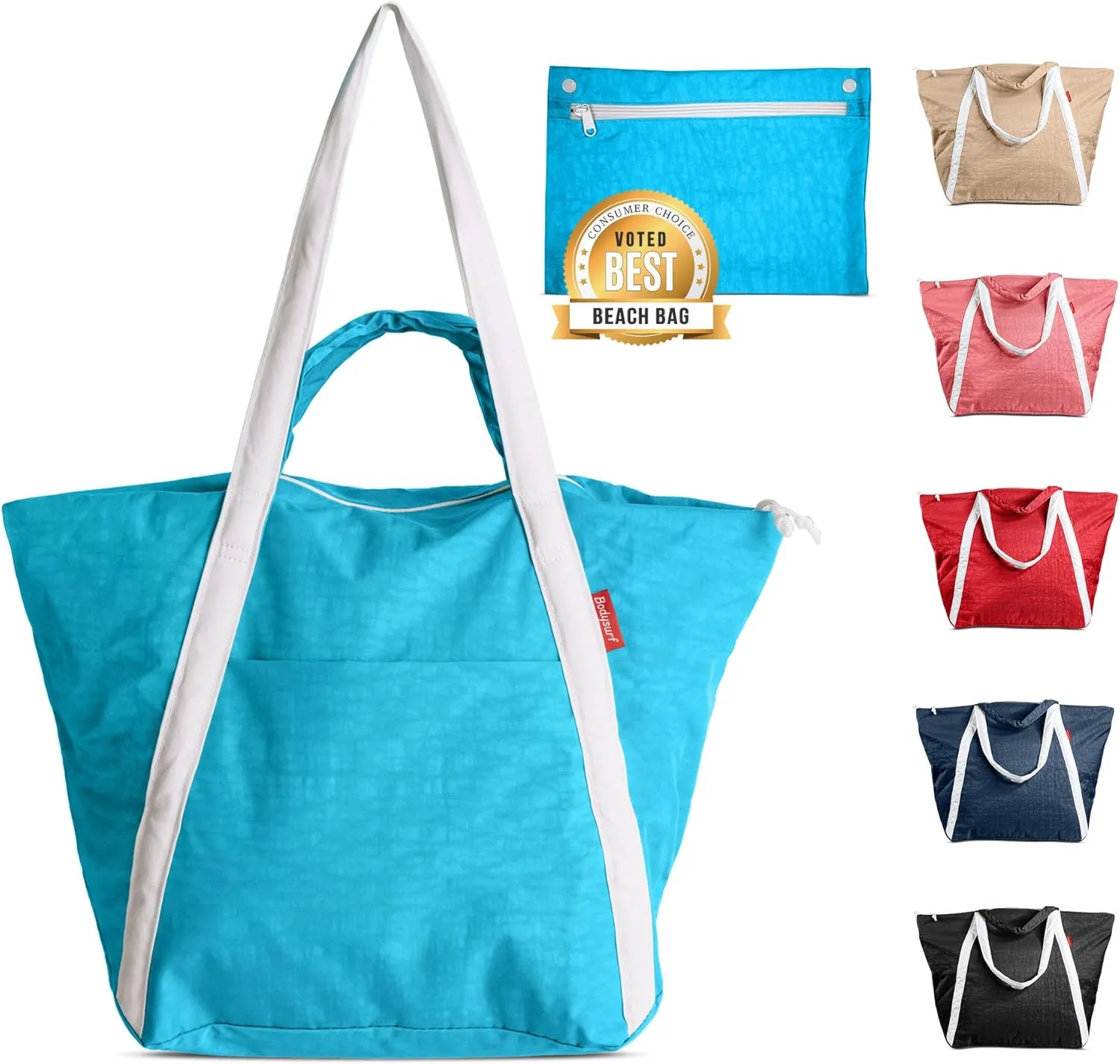Packable Beach Bag Waterproof Sandproof - Lightweight & Foldable Travel Tote for Summer, Pool, Boat, Vacation, Gym