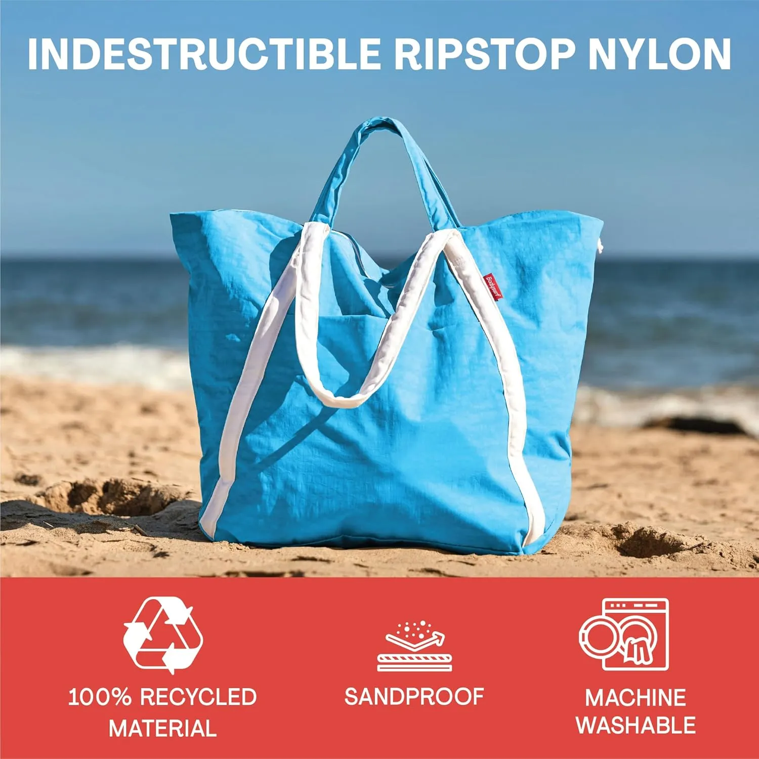 Packable Beach Bag Waterproof Sandproof - Lightweight & Foldable Travel Tote for Summer, Pool, Boat, Vacation, Gym