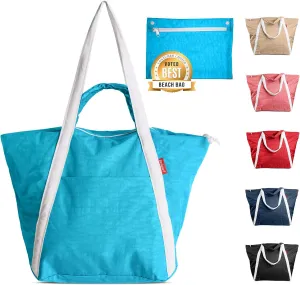 Packable Beach Bag Waterproof Sandproof - Lightweight & Foldable Travel Tote for Summer, Pool, Boat, Vacation, Gym