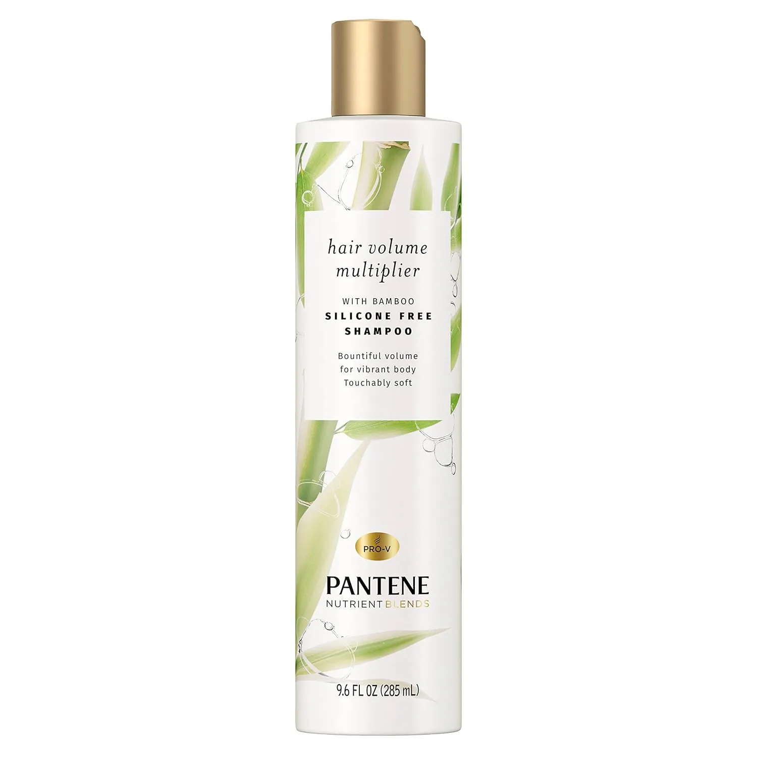 Pantene Volumizing Shampoo with Bamboo, Nutrient Blends Hair Volume Multiplier For Fine Hair, 9.6 Fl Oz, Pack of 4