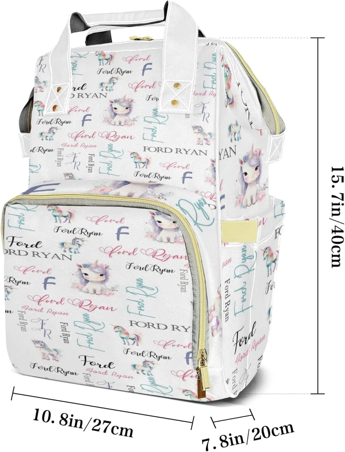 Personalized Diaper Backpack with Name, Custom Horse Baby Backpack Diaper Bag, Boy Girl Multifunctional Mommy Bag