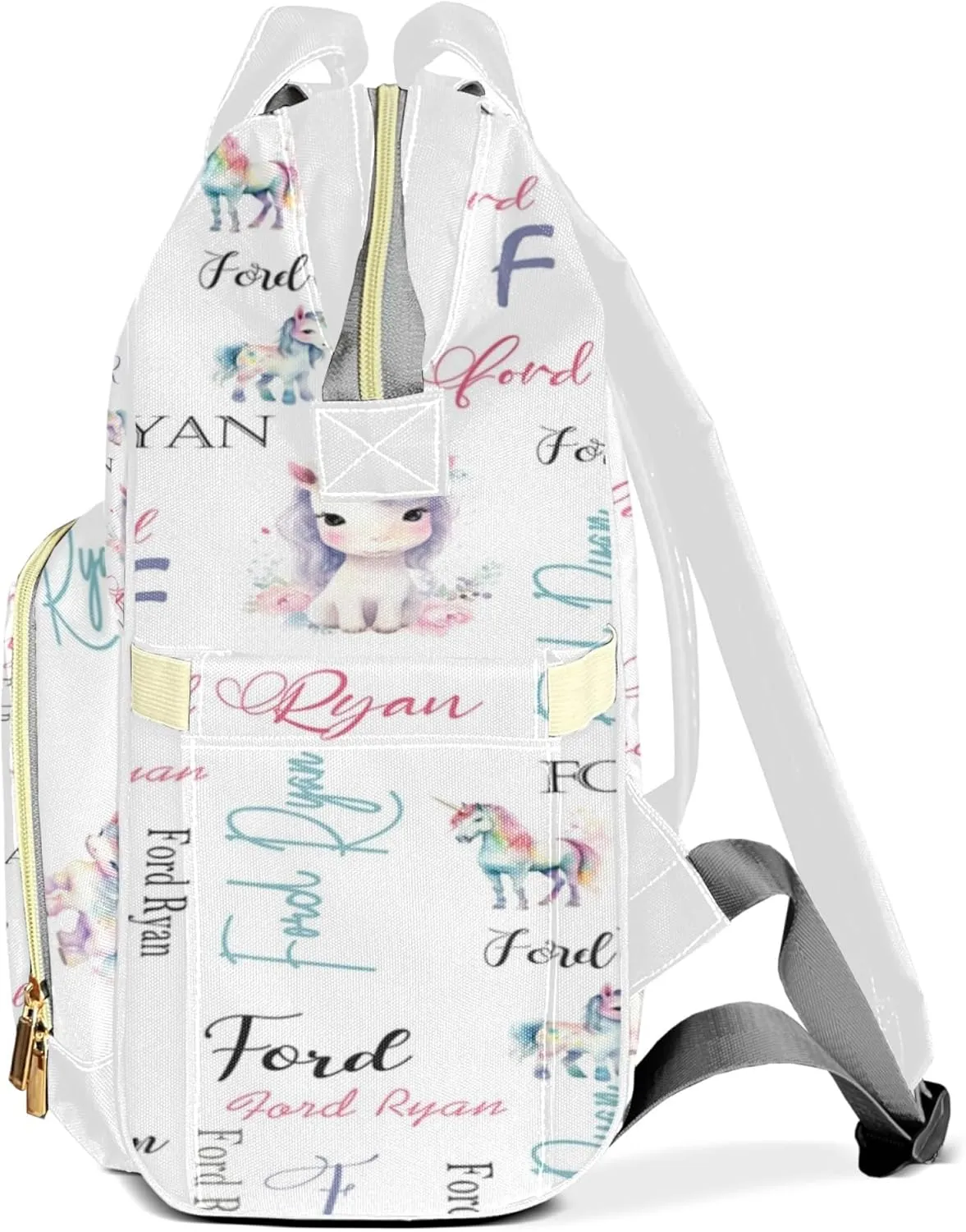 Personalized Diaper Backpack with Name, Custom Horse Baby Backpack Diaper Bag, Boy Girl Multifunctional Mommy Bag