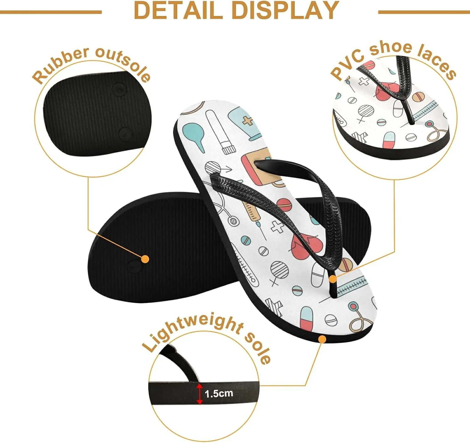 Poeticcity Flip Sandal Men Women Flip Flops for Hotel Spa Home Slippers Bedroom Travel S-XXL