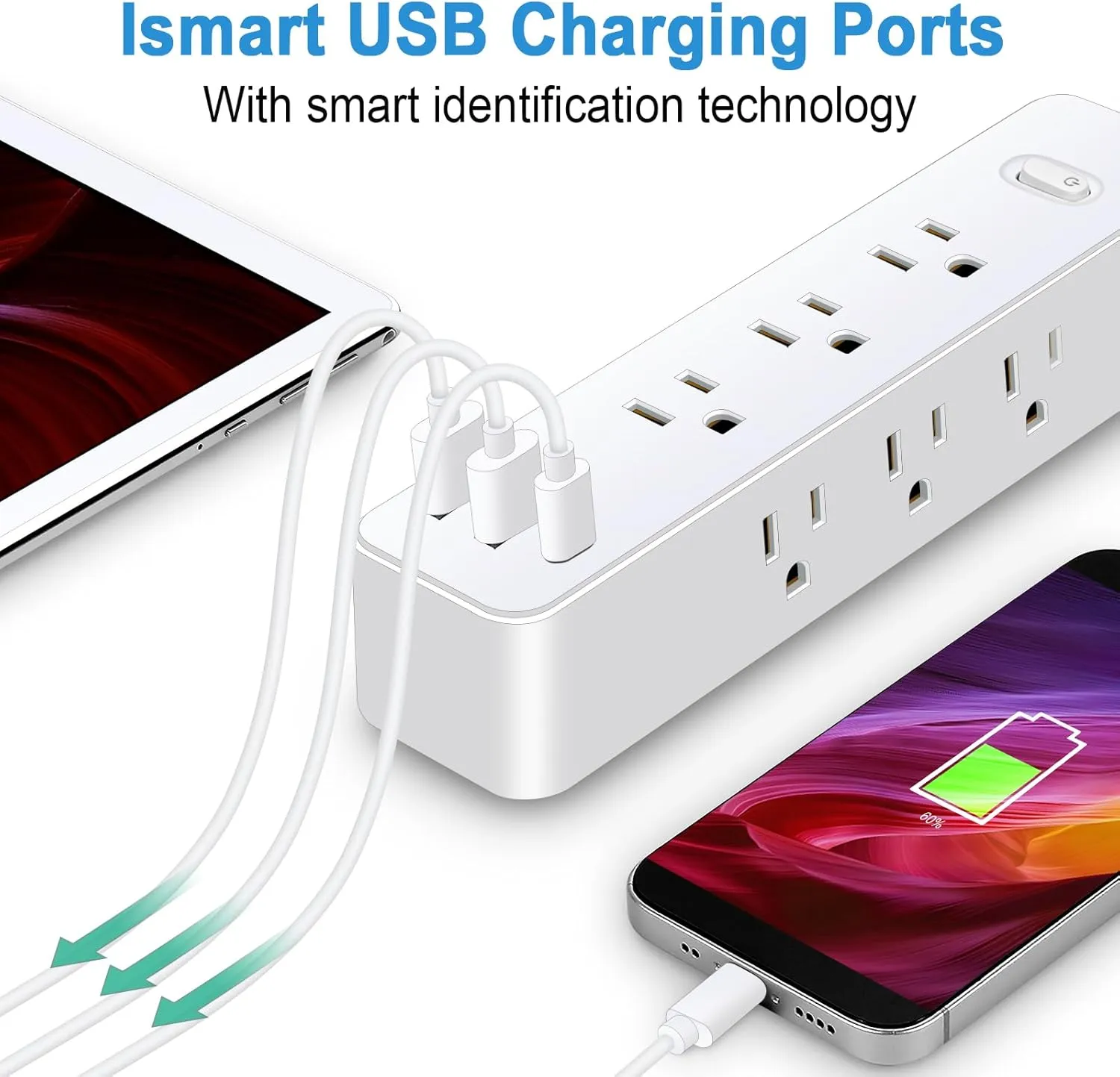 Power Strip Surge Protector, 12-in-1 Power Bar with Multiple Outlets, 9 Outlet 3 USB Ports, Flat Plug Power Strip Surge Protector (4FT)