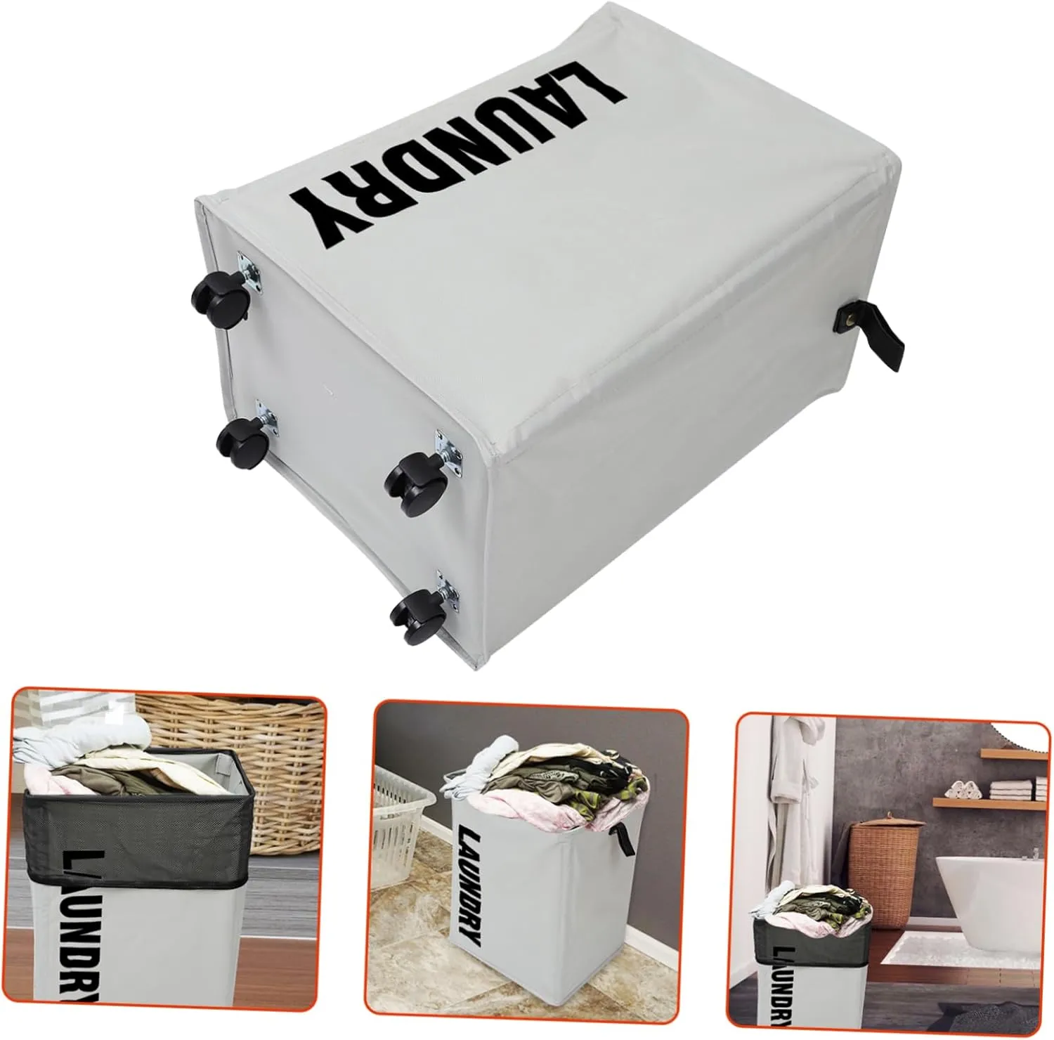 PRETYZOOM 1Pc Collapsible Laundry Hamper with Wheels and Handles Spacious Oxford Deep Convenient Carrying for Heavy Loads Breathable Design Space Saving