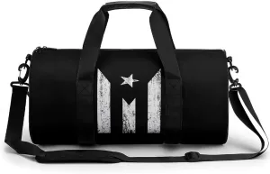 Puerto Rico Flag Sports Gym Bag Cylindrical Durable Duffel Bag With Shoulder Strap For Travel Sport Workout
