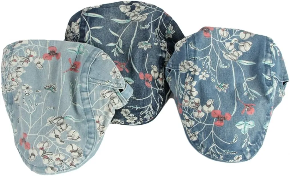 Quanhaigou Unisex Denim Newsboy Hats Flat Ivy Gatsby Cabbie Driving Berets Hat Cotton Dad Cap for Men Women