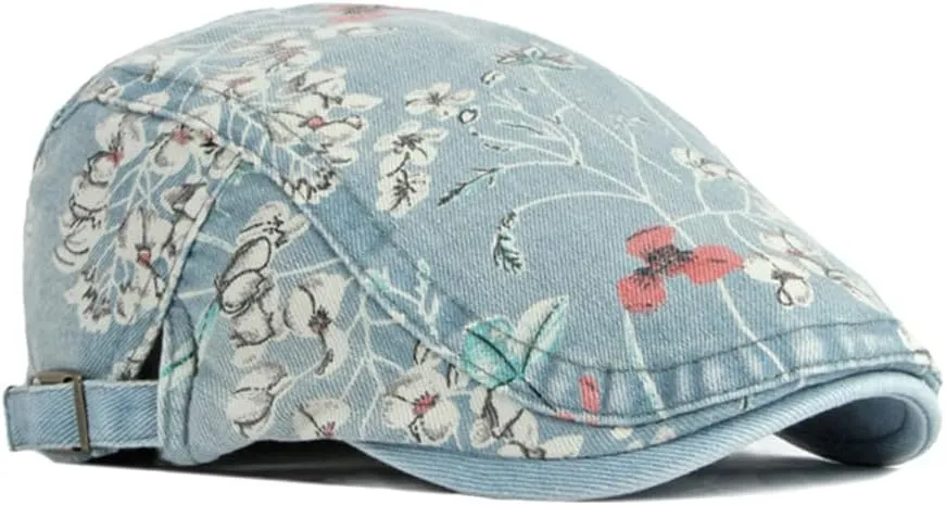 Quanhaigou Unisex Denim Newsboy Hats Flat Ivy Gatsby Cabbie Driving Berets Hat Cotton Dad Cap for Men Women