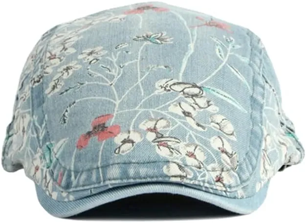 Quanhaigou Unisex Denim Newsboy Hats Flat Ivy Gatsby Cabbie Driving Berets Hat Cotton Dad Cap for Men Women