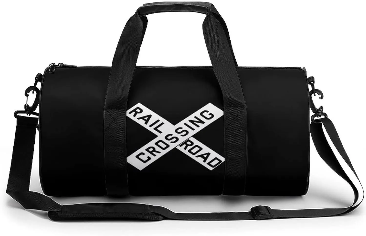 Railroad Crossing Sports Gym Bag Cylindrical Durable Duffel Bag With Shoulder Strap For Travel Sport Workout