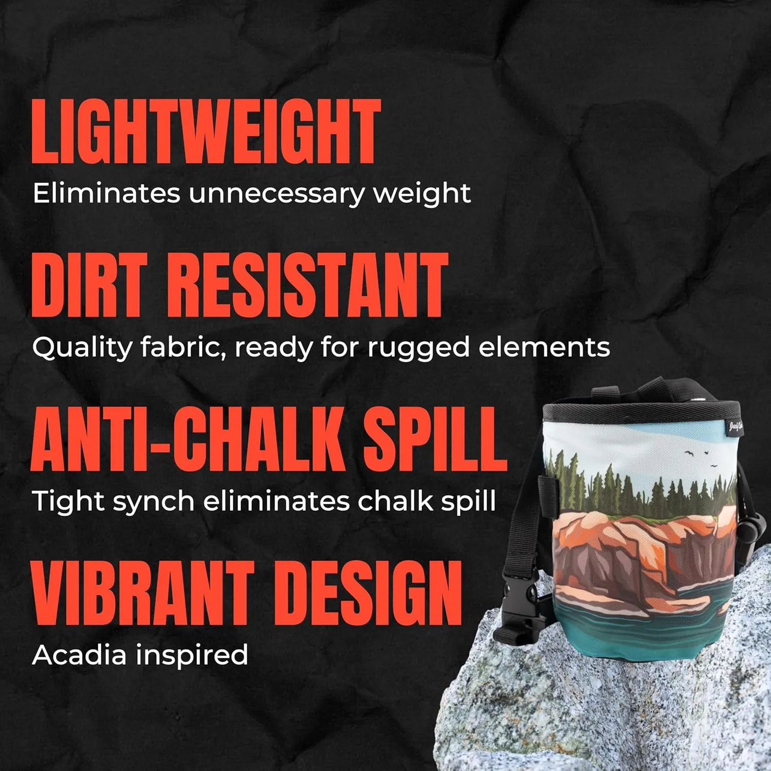 Rock Climbing Chalk Bag | for Outdoor, Gym, & Bouldering | Adjustable Waist Belt, Durable Drawstring Closure, & Zippered Pocket