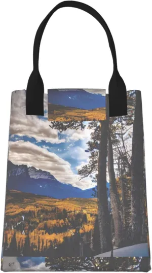 Rocky Mountain Range Reusable Lunch Box, Paper Bag Sandwich Carrier For Adults, Ideal For Office, Gym, Travel