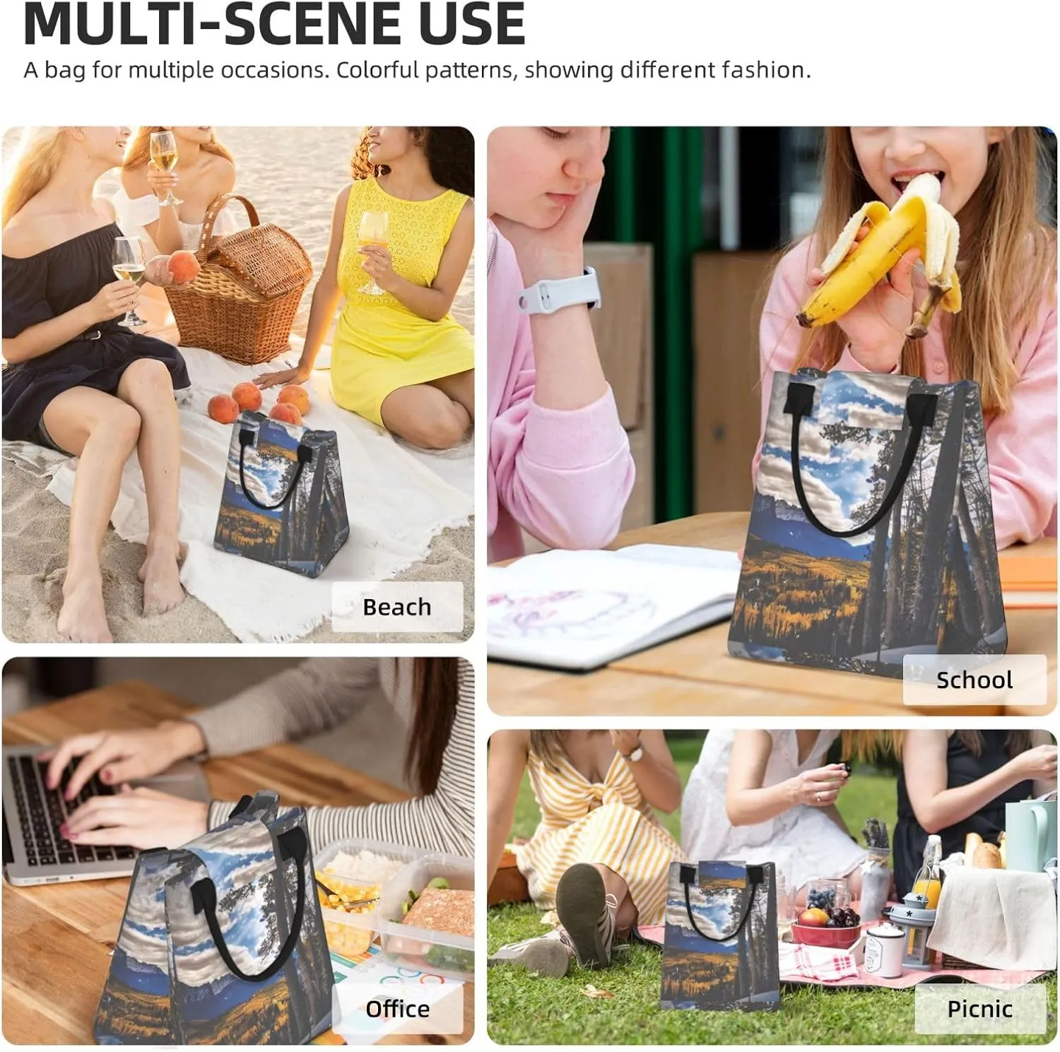 Rocky Mountain Range Reusable Lunch Box, Paper Bag Sandwich Carrier For Adults, Ideal For Office, Gym, Travel