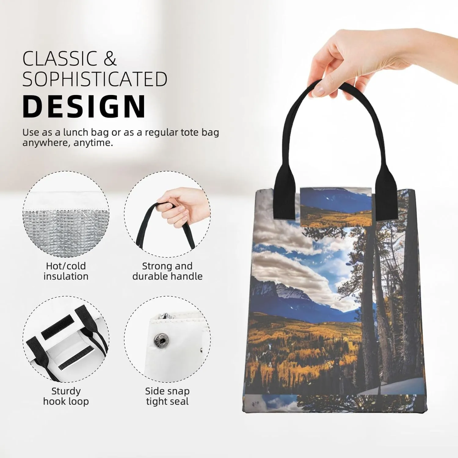 Rocky Mountain Range Reusable Lunch Box, Paper Bag Sandwich Carrier For Adults, Ideal For Office, Gym, Travel