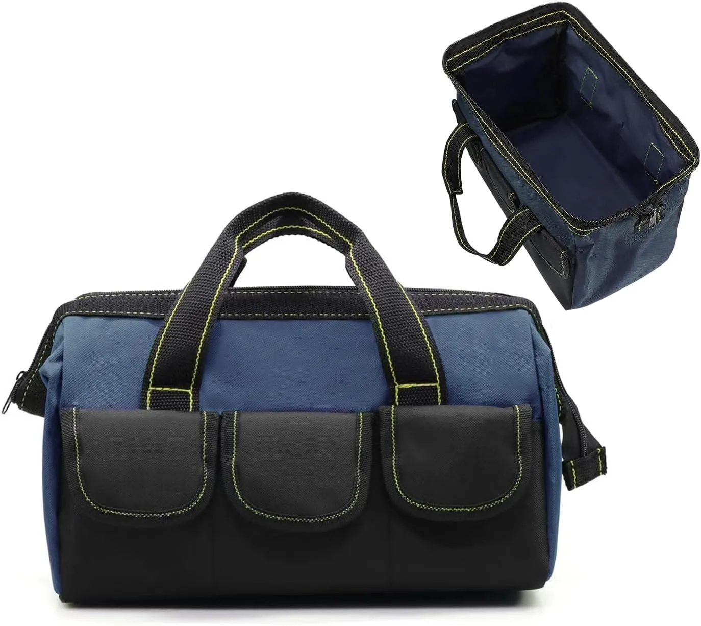 Rugged 16-Inch Wide Mouth Tool Bag for Professionals, Waterproof and Durable. Great for Construction Electricians Carpentry and DIY Enthusiasts, Blue