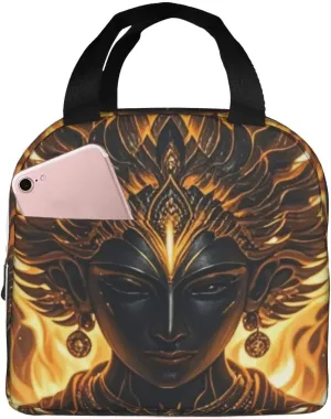 Sacred Flame Print Lunch Bag, Durable Tote Lunch Box Bags, Reusable Insulated Lunch Bag for Work, Picnic, Travel