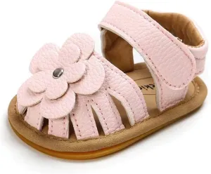 Sawimlgy Baby Girls Boys Sandals Summer Flowers Shoe Rubber Sole PU Leather Mesh Infant Toddler First Walkers Princess Dress Outdoor Shoes
