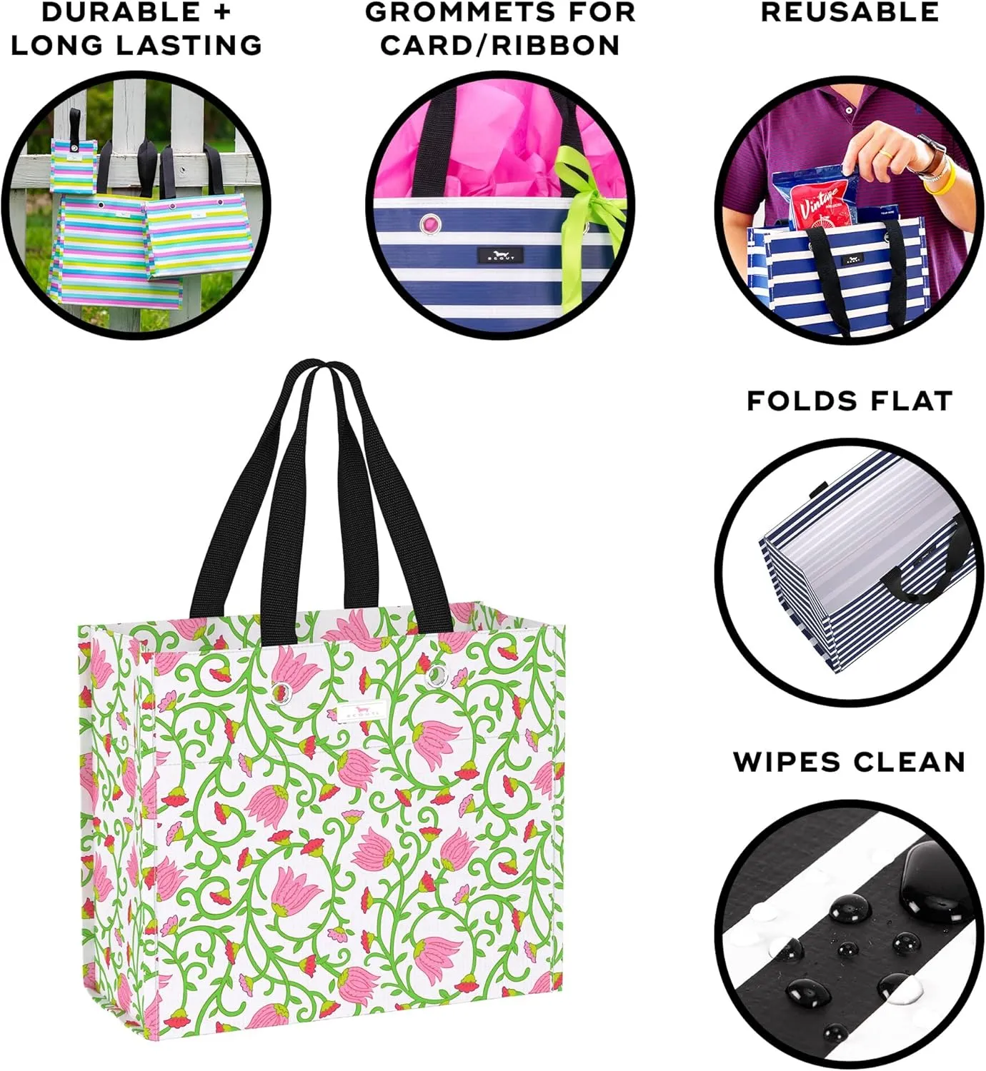 SCOUT Large Package Gift Bag, Large Reusable Gift Bag Measuring 13.5" x 12" x 6"
