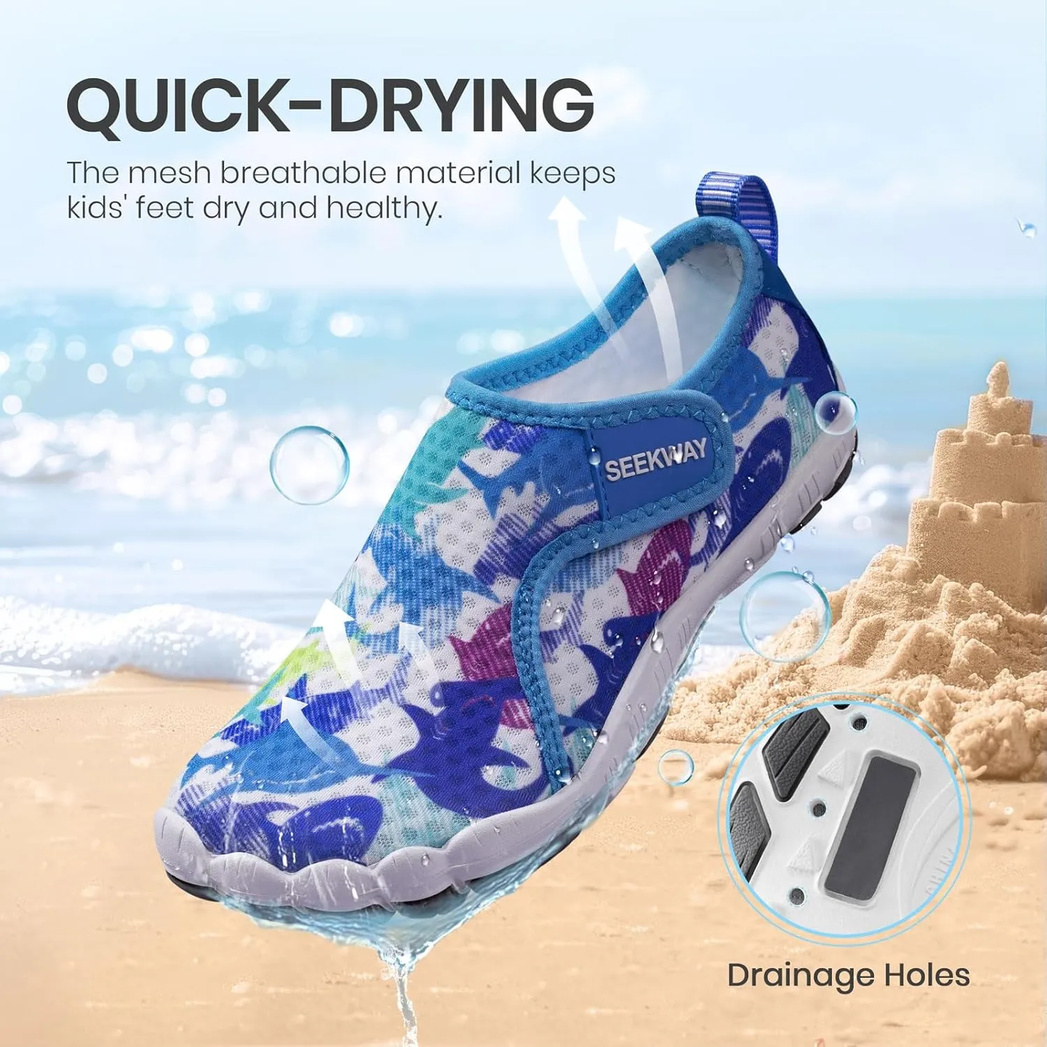 SEEKWAY Barefoot Water Shoes for Kids - Wide Toe Box and Quick-Dry Sand Shoes Toddler for Hiking Swim Beach Pool Kayak Sport Accessories, Camping Essentials Non-Slip for Boys Girls Sizes