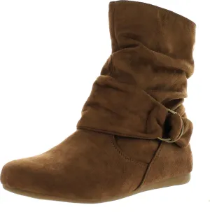 Selena-58 Women's Fashion Mid Calf Flat Heel Side Zipper Slouch Boots