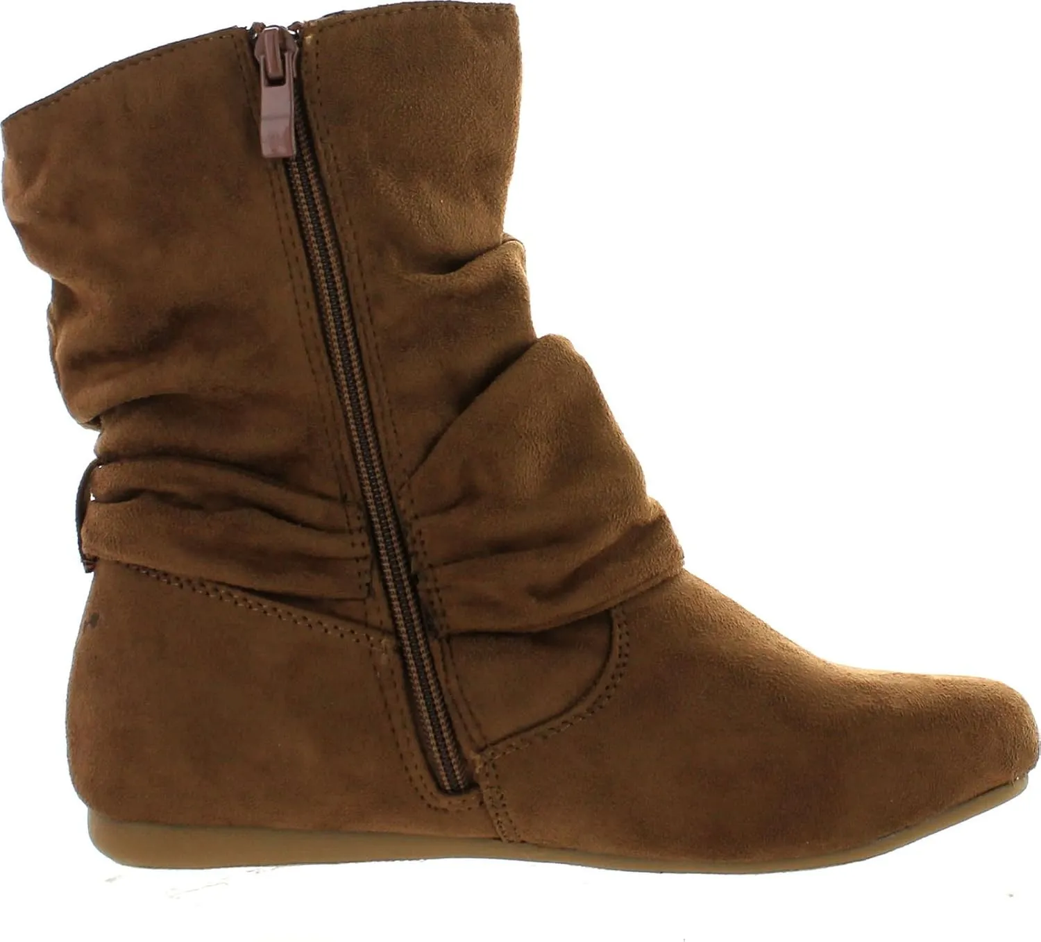 Selena-58 Women's Fashion Mid Calf Flat Heel Side Zipper Slouch Boots