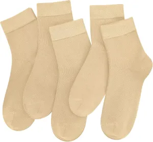 SERISIMPLE Women Thin Viscose Bamboo Socks Crew Lightweight Above Ankle Casual Dress Sock For Ladies Bootie Trouser 5 Pairs