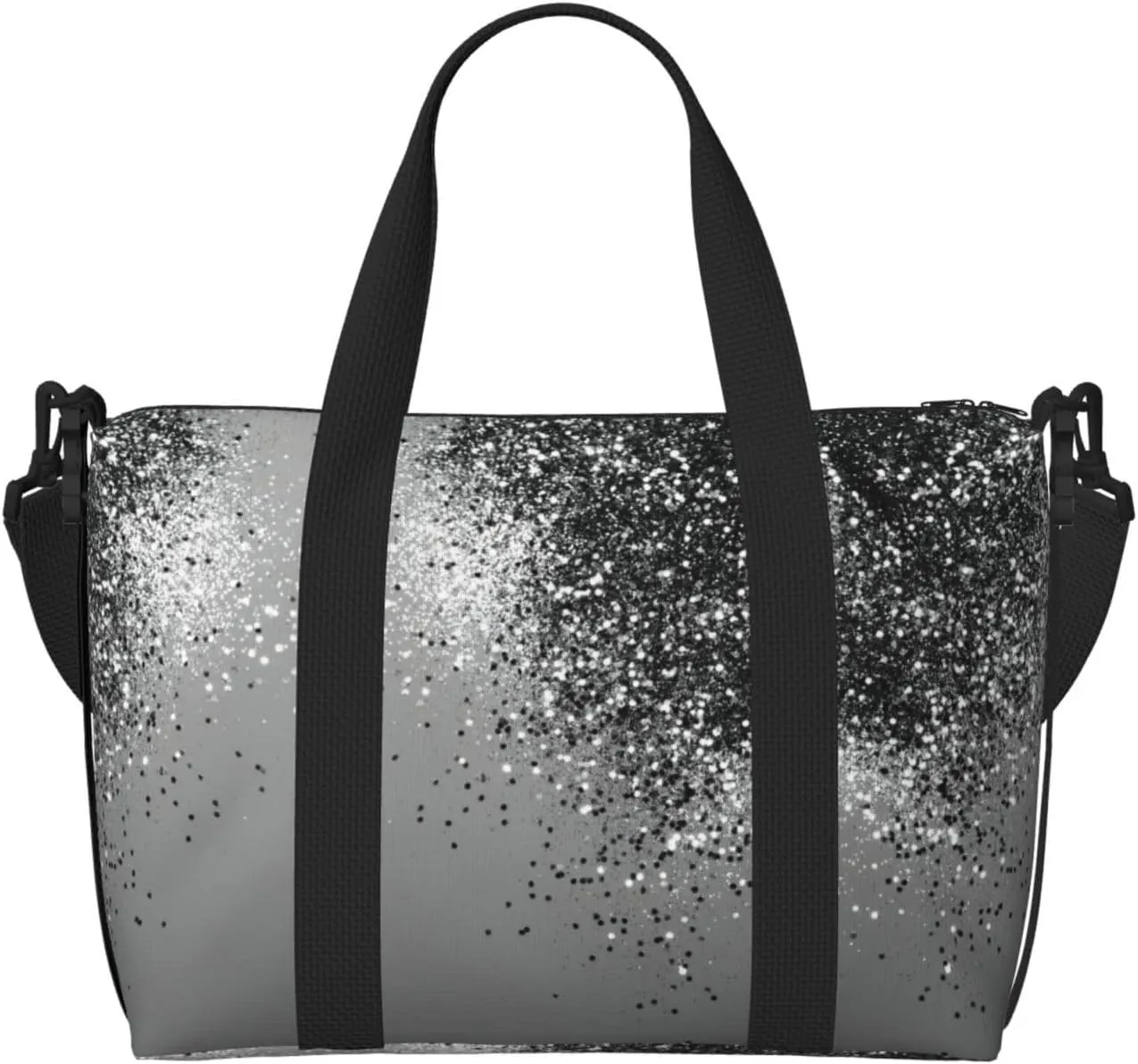 Shiny Silver Glitter Personal Item Travel Bags for Women - Durable Travel Duffel Bags, Gym Bags for Overnight Trips