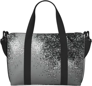 Shiny Silver Glitter Personal Item Travel Bags for Women - Durable Travel Duffel Bags, Gym Bags for Overnight Trips