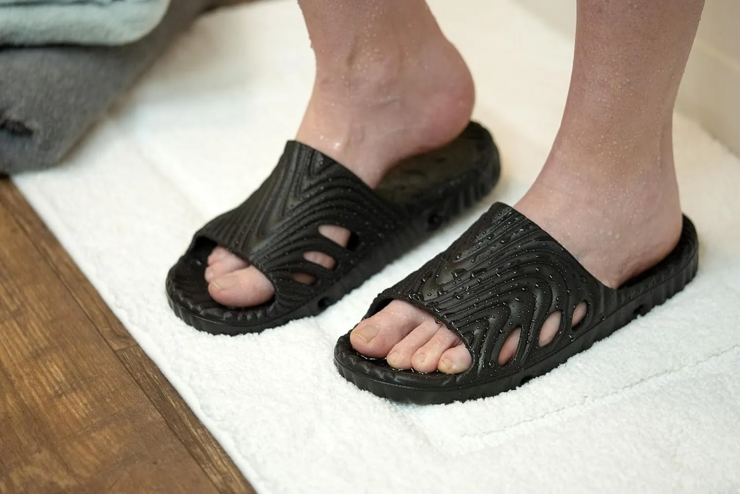 Shower Shoez Mens and Womens Non-Slip, with Side Drain Holes and Arch Support, Gym, Pool, Beach, Dorm Shower Sandal Slides