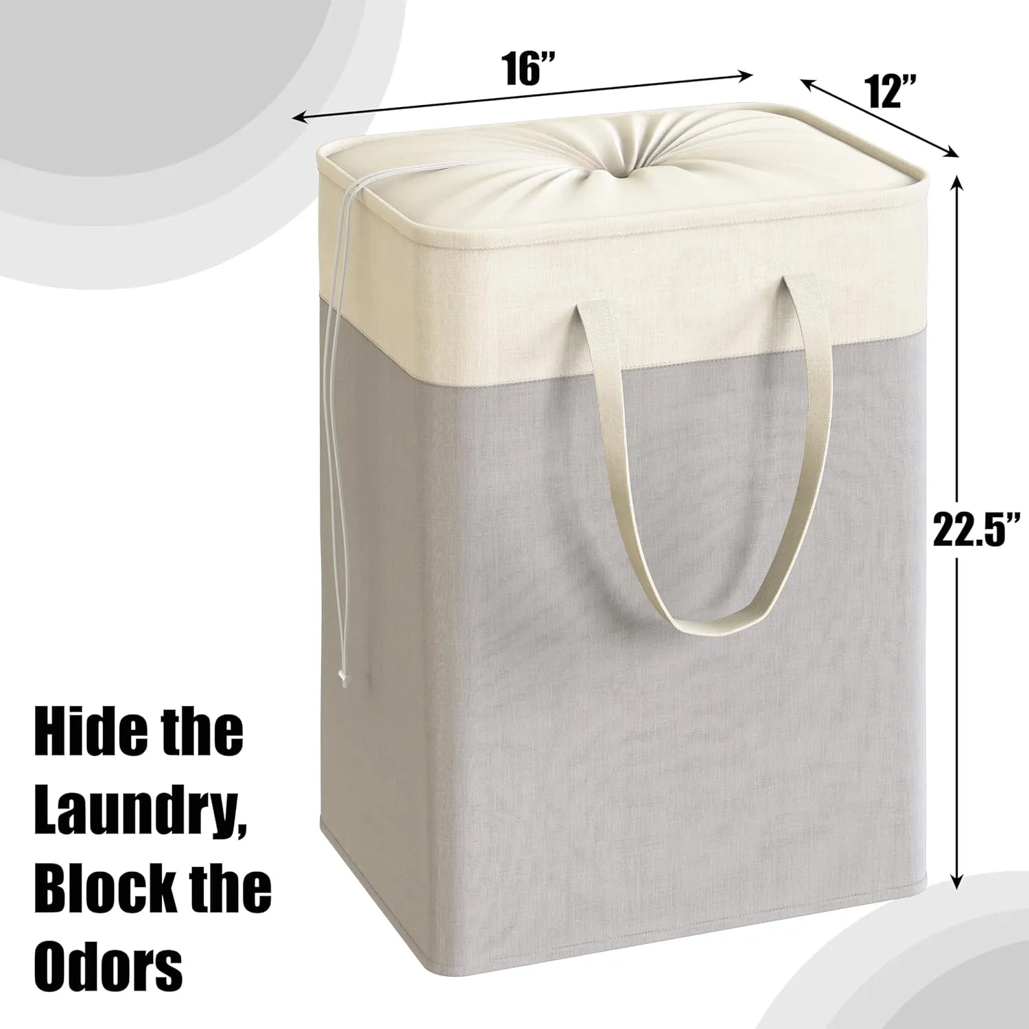 Simple Houseware 75L Collapsible Laundry Hamper, Rectangle Cotton Basket with Drawstring Closure and Handles, Gray