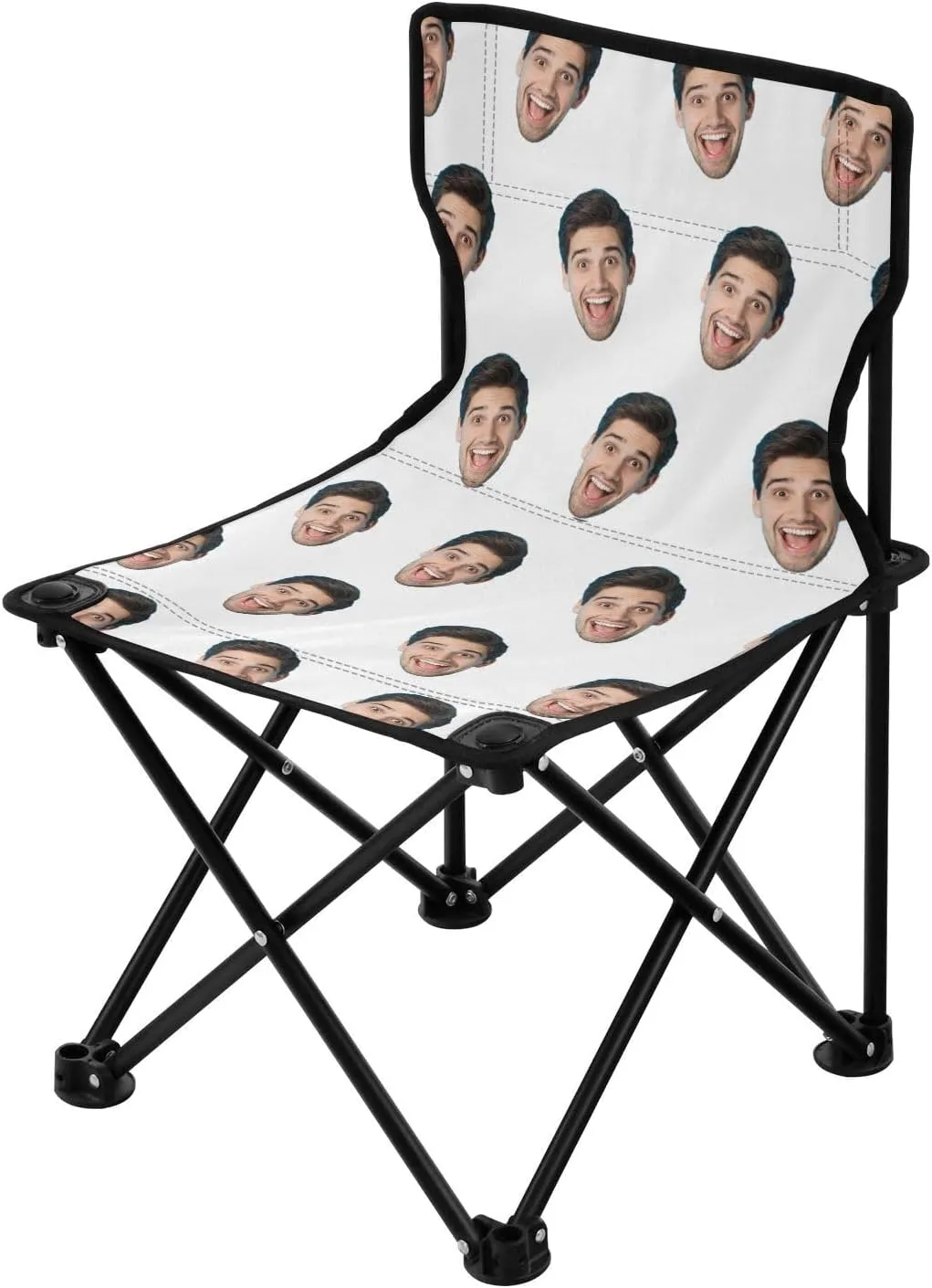Sinestour White Custom Folding Camping Chair Personalized Photo Face Outdoor Chair with Carry Bag for Travel Barbeques Picnic